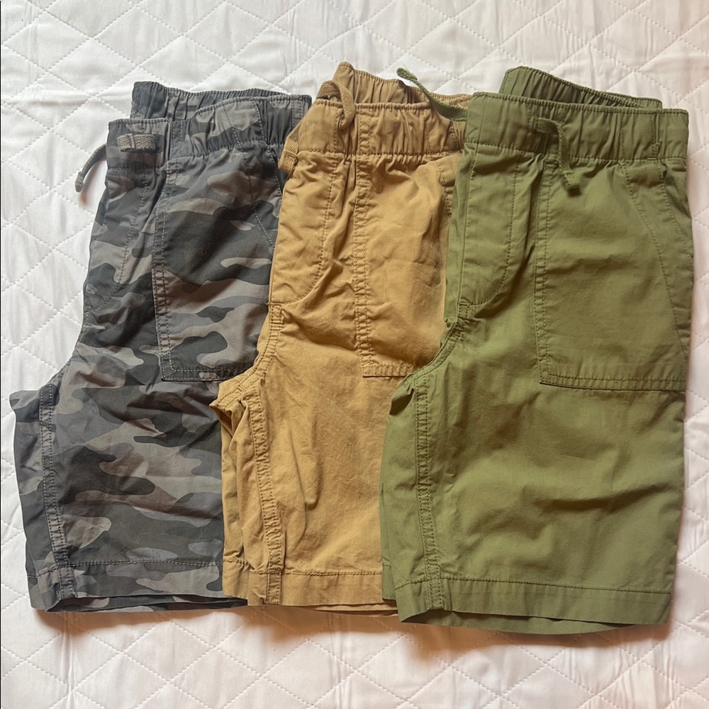 GAP Boys 3-Pack Cargo Shorts - Camouflage, Tan, Olive